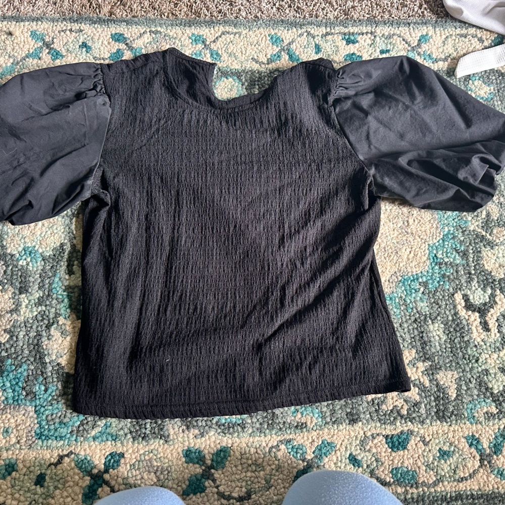 Poofy Sleeve Black Top